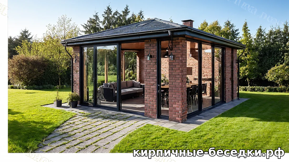 Беседка 5х6 из кирпича: что помещается на 30 м² и сколько стоит