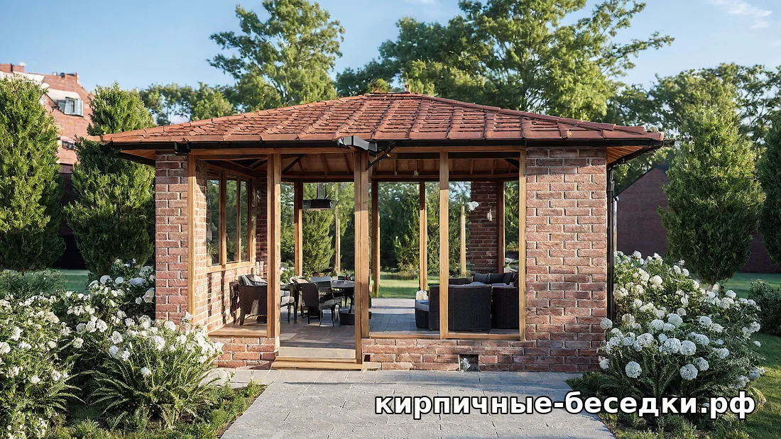 Беседка из профильной трубы или кирпичная: что выбрать