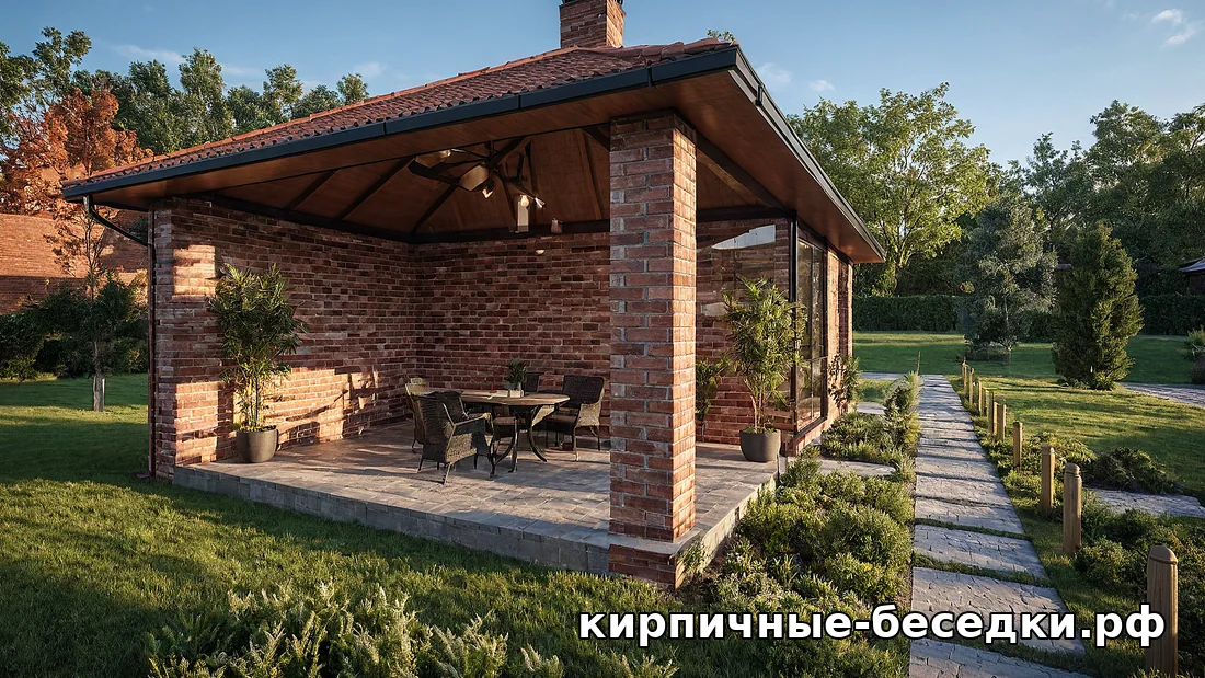 Закрытая беседка с мангалом для дачи в СПб