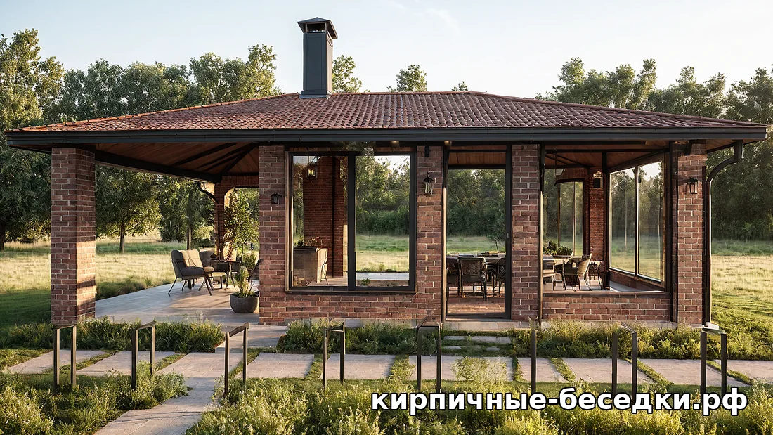 Большая беседка из кирпича: какие размеры есть и кому они нужны