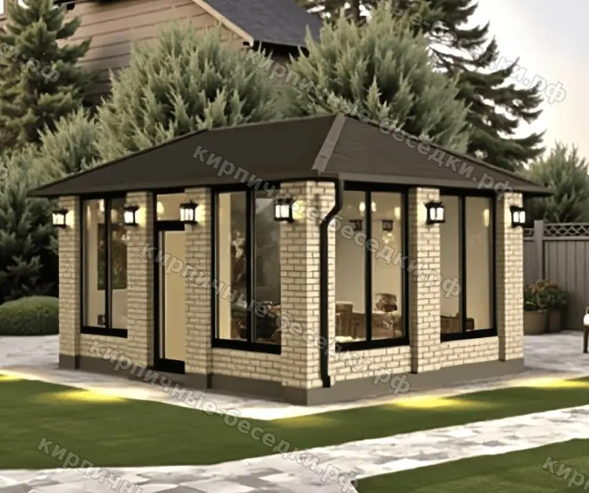 Беседка «Гармония» из кирпича 4×5 м под ключ