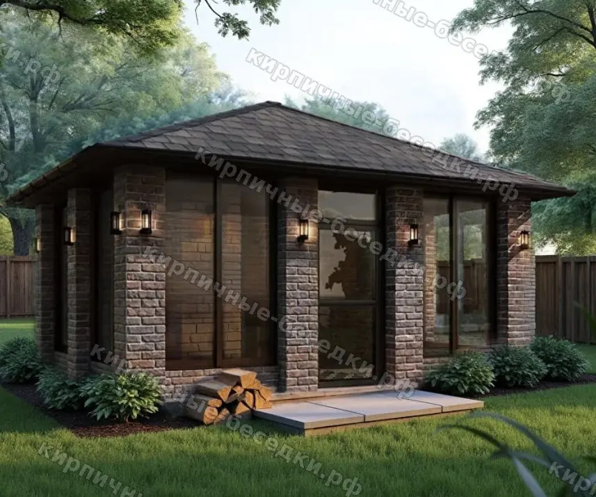 Беседка «Очаг» из кирпича 4×5 м под ключ