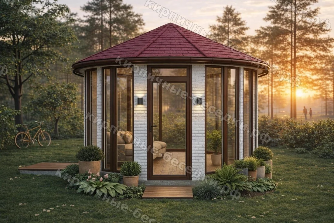 Беседка «Ротонда» из кирпича 10,3 м² под ключ