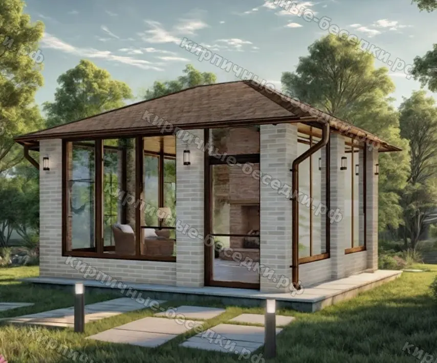 Беседка «Сказка» из кирпича 5×6 м под ключ