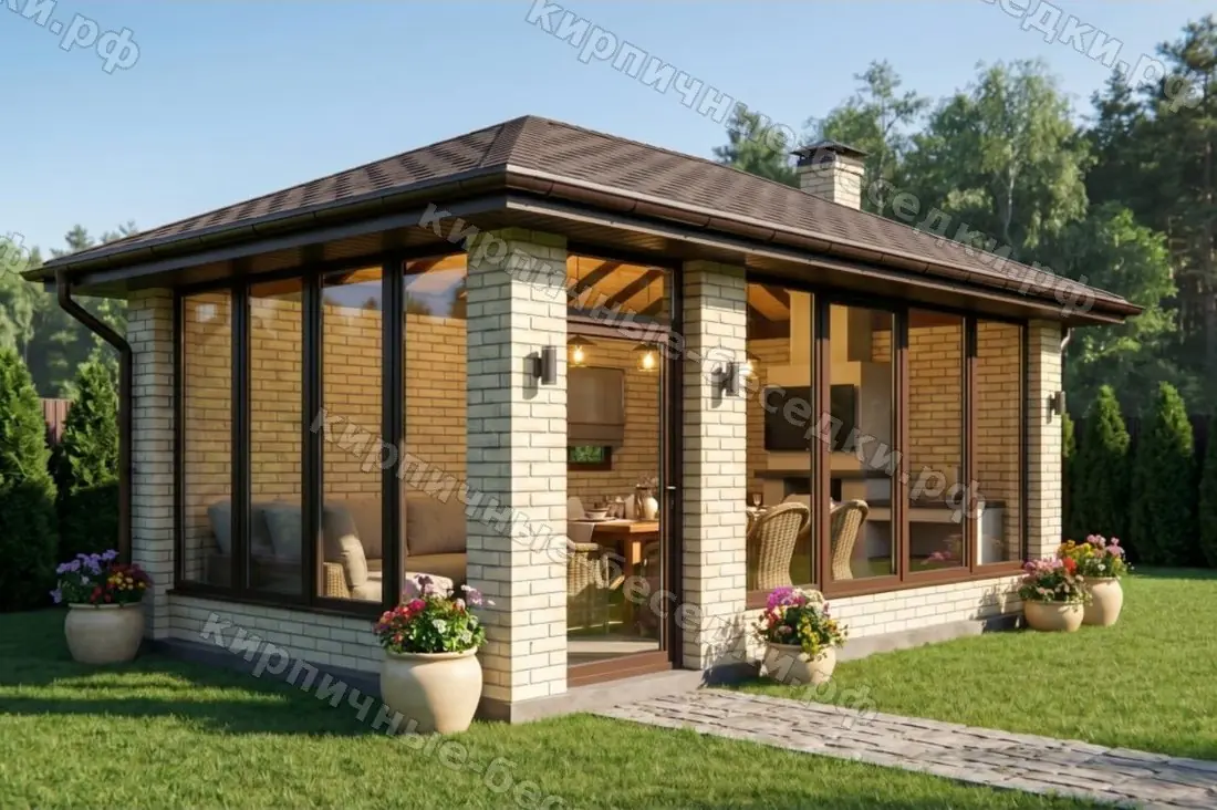 Беседка «Тоскана» из кирпича 6×4 м под ключ